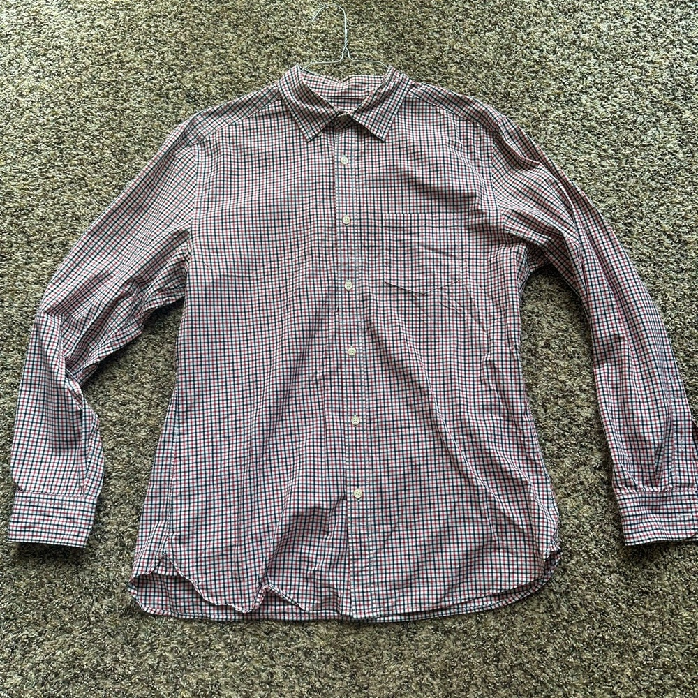 Martin + OSA red, white, and blue check button down